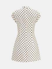 Polka Dot Cut-Out Tie-Neck Mini Dress