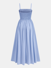 Cotton Blend Smocked Cami Maxi Dress