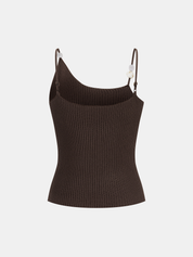 Shell Detail Ribbed Knit Cami Top