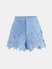 Floral Lace Cropped Shirt & Shorts Set