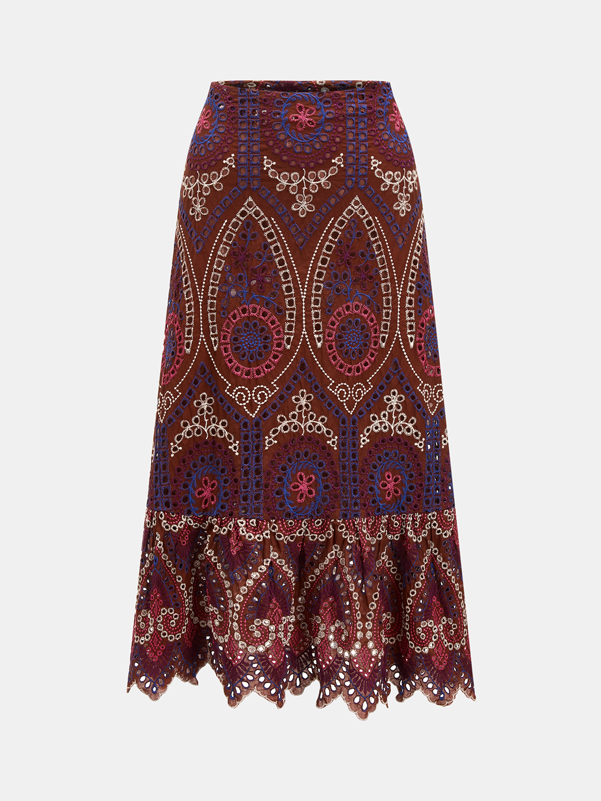 Eyelet Embroidered Top & Midi Skirt Set
