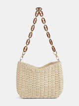 Chain Strap Straw Woven Shoulder Bag