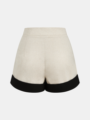 Contrast Trim Cotton Linen Top & Shorts Set
