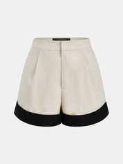 Contrast Trim Cotton Linen Top & Shorts Set