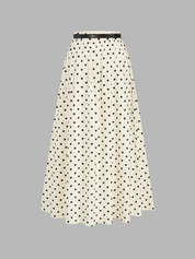 Polka Dot Belted Maxi Skirt