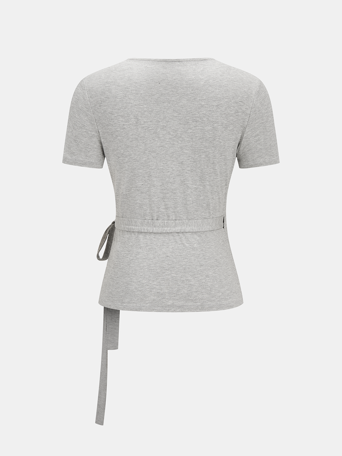 Lace Trim Wrap Tie Short Sleeve Top