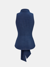 Faux Denim Tie Waist Top & Pants Set