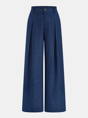 Faux Denim Tie Waist Top & Pants Set