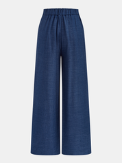 Faux Denim Tie Waist Top & Pants Set