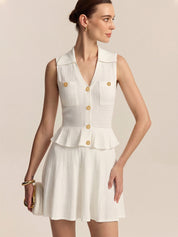 Eyelet Knit Peplum Top & Mini Skirt Set
