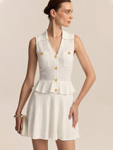 Eyelet Knit Peplum Top & Mini Skirt Set