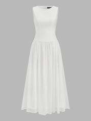 Sleeveless Crew Neck Flowy Maxi Dress