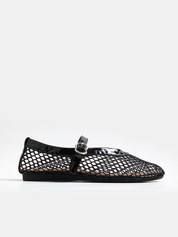 Genuine Leather Mesh Ballet Flats