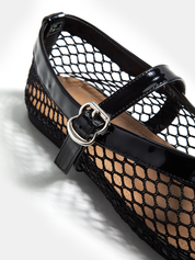 Genuine Leather Mesh Ballet Flats