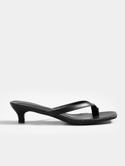 Genuine Leather Thong Kitten Heel Sandals