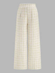 Checked Tweed Vest & Wide-Leg Pants Set