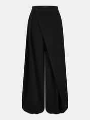 Asymmetric Overlay Wide Leg Pants