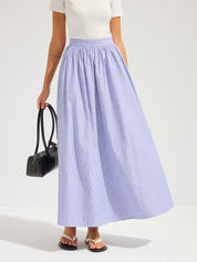 Oversized Striped Mid Waist Maxi Skirt