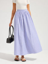 Oversized Striped Mid Waist Maxi Skirt