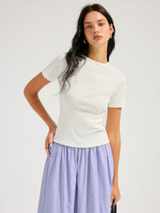 Ribbed Open Back Short Sleeve Top