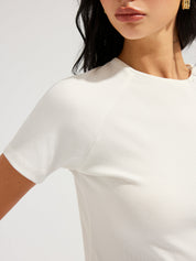 Ribbed Open Back Short Sleeve Top