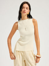 Slim Fit Ribbed Sleeveless Knit Top