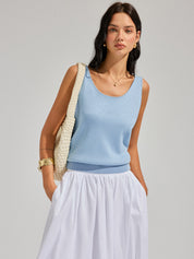 Lurex Knit Deep V-Back Tank Top