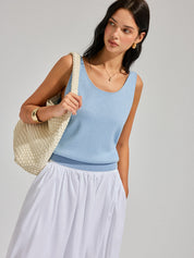 Lurex Knit Deep V-Back Tank Top