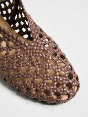 Genuine Leather Woven Ballet Flats