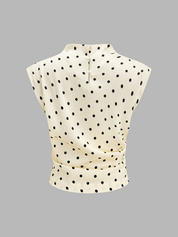 Polka Dot Sleeveless Ruched Blouse