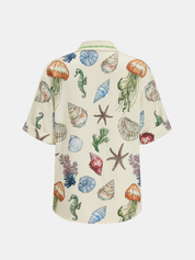 Marine Print Shirt & Drawstring Shorts Set