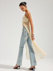 Ruffle Lace Sheer Cami Midi Dress