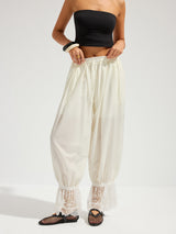 Lace Cuff Drawstring Harem Pants