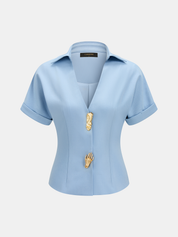 Short Sleeve Sculpted Button Shirt