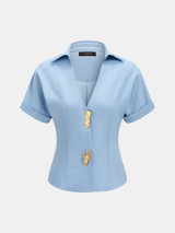Short Sleeve Sculpted Button Shirt