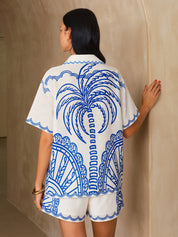 Palm Tree Print Shirt & Shorts Set