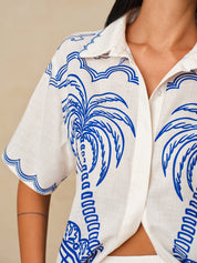 Palm Tree Print Shirt & Shorts Set