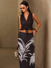 Smocked Crop Top & Printed Maxi Skirt Set