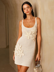 3D Flower Crochet Knit Cami Mini Dress