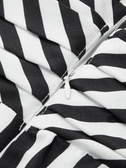 Striped Deep V Peplum Sleeveless Top