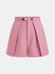Mid-Waist Belted Casual Shorts