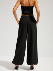 Asymmetric Overlay Wide Leg Pants