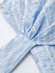 Striped Wrap Halter Tie-Waist Top