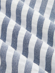 Striped Cotton Blend Layered Hem Mini Dress