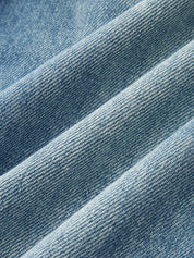 Lace Trim Mid-Waist Denim Pants
