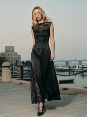 Lace Panel Sleeveless Maxi Dress