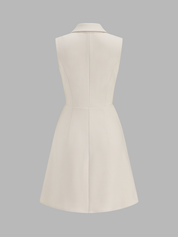 Sleeveless Lapel Pleated Mini Dress