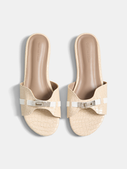Crocodile Pattern Buckle Slide Sandals