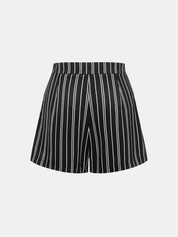 Satin Wrap Bodysuit & Striped Shorts Set