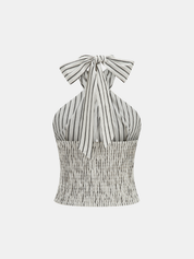 Striped Cotton Crisscross Halter Top